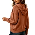 thumbnail image 5 of Burnt Orange Long Sleeve Hoods for Ladies Winter Fall Sweater Cropped Going Out Crochet Knit Basic Hooded Coat Juniors Button 2026 XXL, 5 of 7