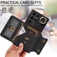 thumbnail image 5 of SaniMore for Samsung Galaxy S23 Ultra (6.8" 2023) Case, PU Leather Skin Shockproof Bumper Flip Purse RFID Blocking Metal Ring Stand Shell, Card Holder Cash Pocket Anti-drop Cover, Black, 5 of 17