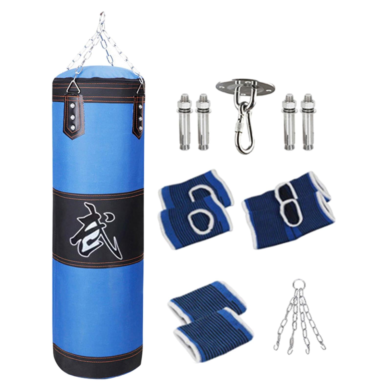 Baoblaze Boxing Bag Heavy Bag Wrist Guards Hanging Unfilled Bag Fillable Punching Bag for Blue 100cm