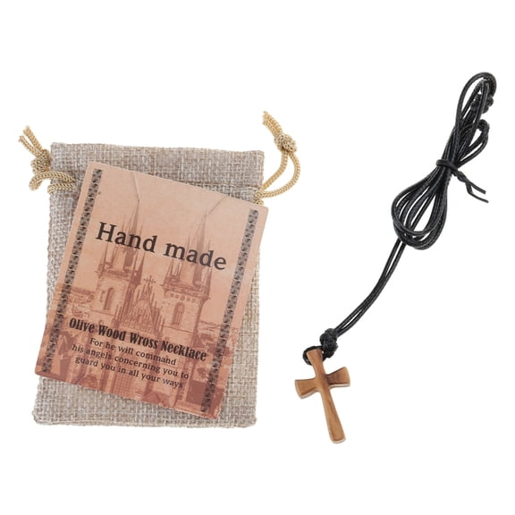 ANXPTME Wooden Cross Necklace Hand Hold Crucifix Neckchain Religious Choker Ornament