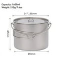 thumbnail image 6 of Outdoor pure titanium soup pot large capacity folding handle hanging pot camping portable cooker titanium pot hot pot pot 1.6L, 6 of 6