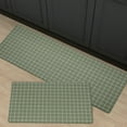 thumbnail image 2 of 2 Piece Kitchen Mat, Anti-Fatigue Cushioned Kitchen Mats Set for Floor, Plaid Non Slip Comfort Standing Mat, Grid Checkered Kitchen Rug, 17"x30"+17"x47", Olive Green Windowpane, 2 of 6