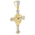 thumbnail image 2 of 10K Yellow Gold Red Eyes Lion Head w/ Diamond Cross Pendant 1.96" (0.35 Ct.), 2 of 5