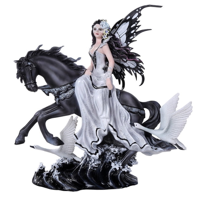 Lamentation of Swans Cheval Noir avec Masque Figurine de Collection Fée Néne Thomas