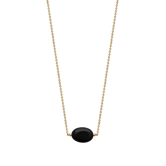 Mystigrey Serenity 18K Gold Plated Necklace Gold Black Agate Large for Women