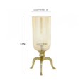 thumbnail image 4 of DecMode Gold Aluminum Metal Single Candle Hurricane Lamp, 4 of 9