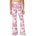 thumbnail image 3 of DISNIMO Pink Cow Print Flare Leggings for Kids 7-8 Girls Leggings Cross Flare Pants with Pockets for Kids Bell Bottoms Pants Girls Yoga Pants Bell Bottoms for Kids High Waisted Leggings, 3 of 7