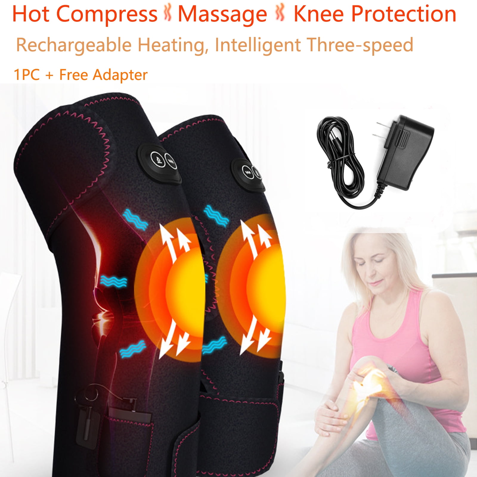 Electric Heating Knee Brace Wrap, 3 Adjustable Heat and Vibration Knee