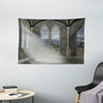thumbnail image 1 of Fantasy Tapestry, Crepuscular Rays Streaming Through Stained Glass Window Ancient Palace Castle, Wall Hanging for Bedroom Living Room Dorm Decor, 60W X 40L Inches, Grey Cream White, by Ambesonne, 1 of 2