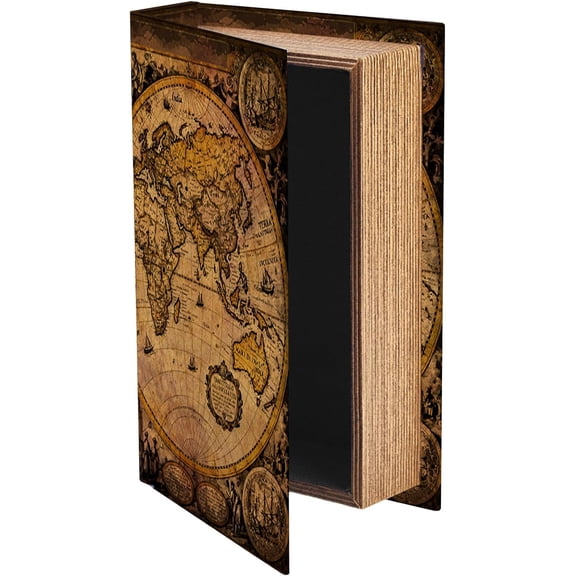 Map Book Box Book Storage Boxes Vintage World Map Pattern 9.1 x 5.9 x 2 Inch Storage Organizers