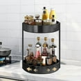 thumbnail image 4 of Large Plus Rotating Spice Rack Organizer Lazy Susan for Turntable Cabinet Kitchen 2 Tiered Spinning Storage Rack Shelf Black Metal, 4 of 6