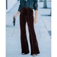 thumbnail image 4 of Pantalones de mujer de cintura alta pantalones de color puro pierna ancha casual cómodo para el hogar al aire libre marrón L, 4 of 6