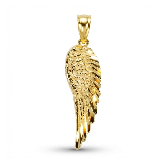 Charm America - Gold Angel Wing Charm - 10 Karat Solid Gold