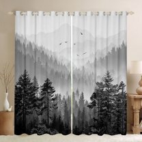 Homewish Pine Tree Black Out Curtains,Tropical Botanical Curtains Pack of 2 (42x63 Each),Rustic Farmhouse Cabin Bedroom Curtains For Men Women,Microfiber Bedroom Decor