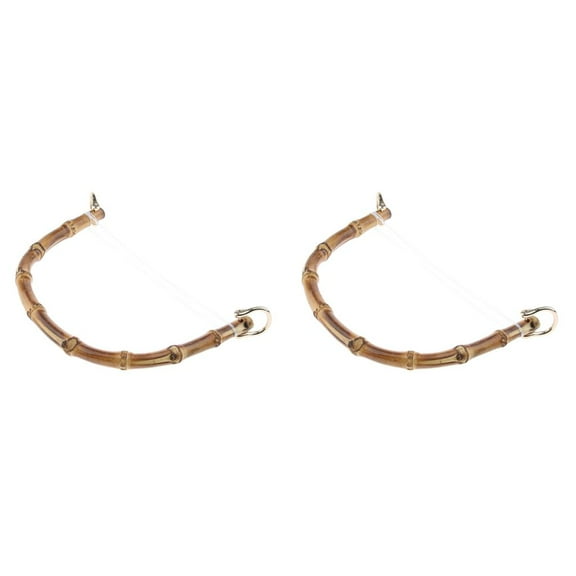 2PC Real Bamboo Wooden Purse Handle Handbag Handle wood - Buckle, as described