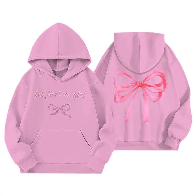 Chandails en Molleton pour Enfants Filles Manches Longues Imprimé à Capuche Chandail Col Rond Automne Hiver Taille 3-4 Ans