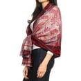 thumbnail image 4 of Sakkas Serina Women's Silky Soft Reversible Floral Woven Pashmina Scarf Shawl Wrap - Burgundy - One Size Regular, 4 of 5