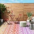 thumbnail image 3 of Moynesa Outdoor Rug Waterproof, 5'x8' Lightweight Plastic Straw Rug for Camping RV, Reversible Outside Carpet for Patio Deck Porch Balcony Picnic Tent, Orange/Purple, 3 of 10