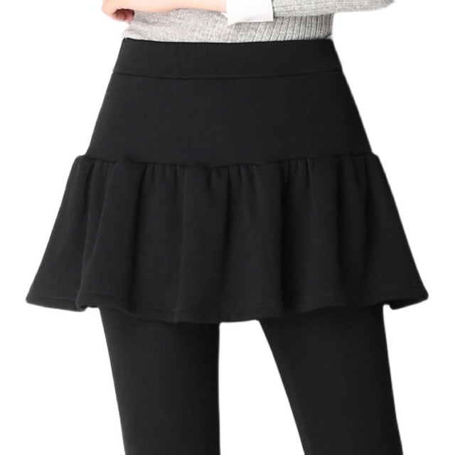 Pantalones de falda cálidos de cintura alta para mujer, ropa exterior de dos piezas con relleno de terciopelo y leggings de una pieza, otoño e invierno, talla grande, 200 kg