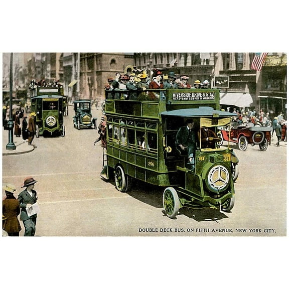 Double Deck Bus on Fifth Ave - CANVAS OR FINE PRINT WALL ART