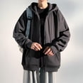 thumbnail image 2 of Manteau de Sport pour Hommes Manteaux pour Femmes Homme Couleur Unie Poches Cordon Ample Cardigan à Capuche Manteau Trench pour Hommes, 2 of 6