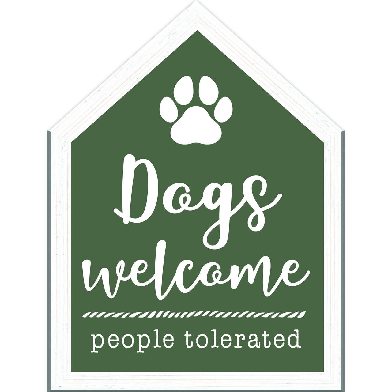 (2 pack) Dogs Welcome House-Shaped Framed Wall Plaque Art - 7.5" x 5.5"