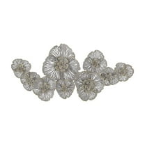 DecMode Gray Metal Floral Wall Decor
