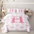 thumbnail image 2 of meiyoeat Pink Cute Bow Quilt Full For Girls,Dreamy Bowknot Monogram Print H Full Bedspread Sets For Kids,3pcs, 2 of 7