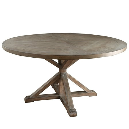 iNSPIRE Q Benchwright Rustic X-base Round Pine Wood Dining ...