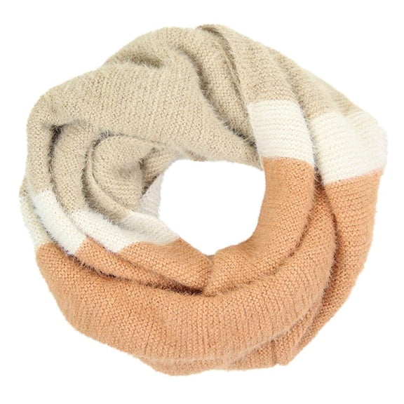 Women's Warm Pastel Stripe Infinity Scarf Beige
