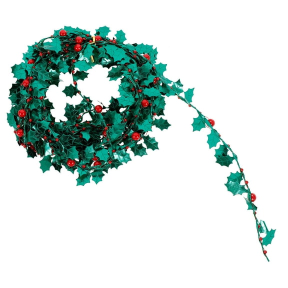 Greenadscape Christmas Tinsel Garland Decorative Diy Craft Green Iron Wire 1 Roll 197X1.4X0.3In