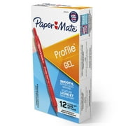 Paper Mate Gel Pen, Profile Retractable Pen, 0.7mm, Red, 12 Count