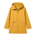 thumbnail image 4 of Yyeselk Women Longline Hooded Rain Jacket Full Zip Waterproof Raincoat with Pockets Lightweight Outdoor Windbreaker Yellow M, 4 of 9