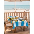 thumbnail image 2 of Outdoor Tablecloth with Umbrella Hole for Patio/Picnic/Party/Camping, Blue Striped Yellow Truck Waterproof Table Cloth Rectangle Table Cover Washable, Farmhouse Stripes Modern Art (52"x 70"), 2 of 8
