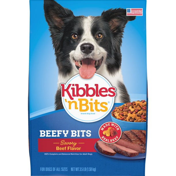 Kibbles 'n Bits Beefy Savory Beef Flavor Dry Dog Food, 3.5Pound