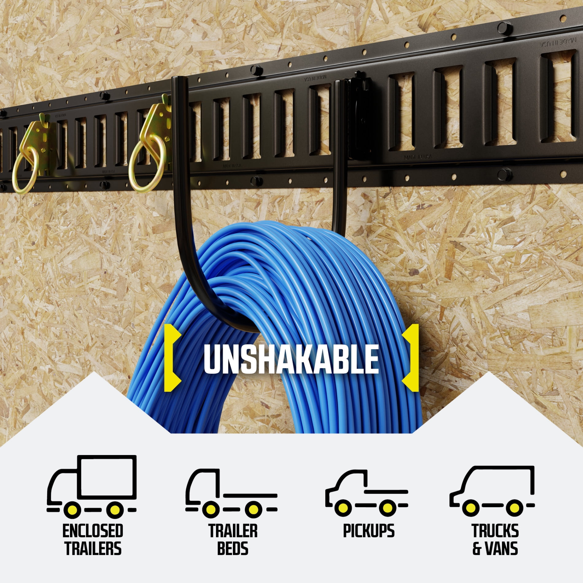 "DC Cargo Mall E-Track Large 7"" J Hook Tie Down Accessory (6 Pack) for Enclosed Trailer/RV for Helmets, Ropes, Motorcycle Jackets, Pipes, Hoses and Cables"