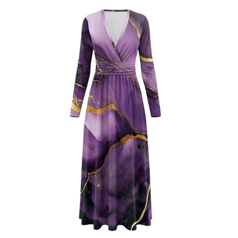 slim fit dress slacks Celestial Wrap Dress Purple & Gold | Women Fashion main image 0