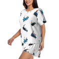 thumbnail image 3 of Womens Pajama Sets With Pocket, color Train Pattern Lounge Sets Short Sleeve Sleepwear PJ Sets for Women, 3 of 6
