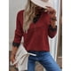 thumbnail image 3 of Suéter de mujer transpirable para otoño-invierno, para oficina y citas, jersey de punto rojo de manga larga con cuello en V XL, 3 of 8