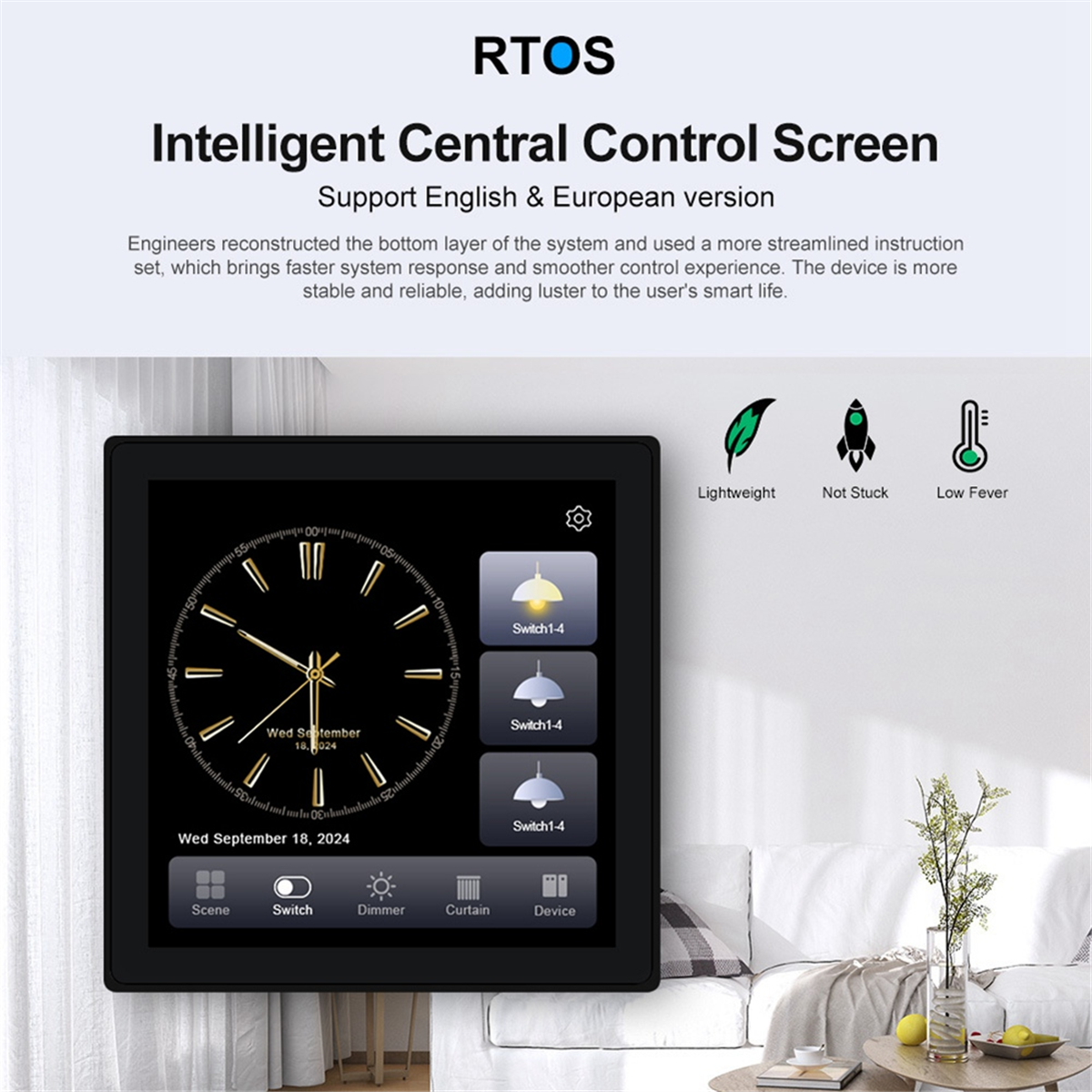 Tuya T3E Pro Smart Control Panel Switch Touch Screen Panel Switch Zigbee Intelligent Home Wall Push Light Switch Black