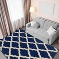thumbnail image 2 of Ottomanson Trellis Area Rug 5' x 6'6" - Non Slip Low Pile Carpet, Navy, 2 of 8