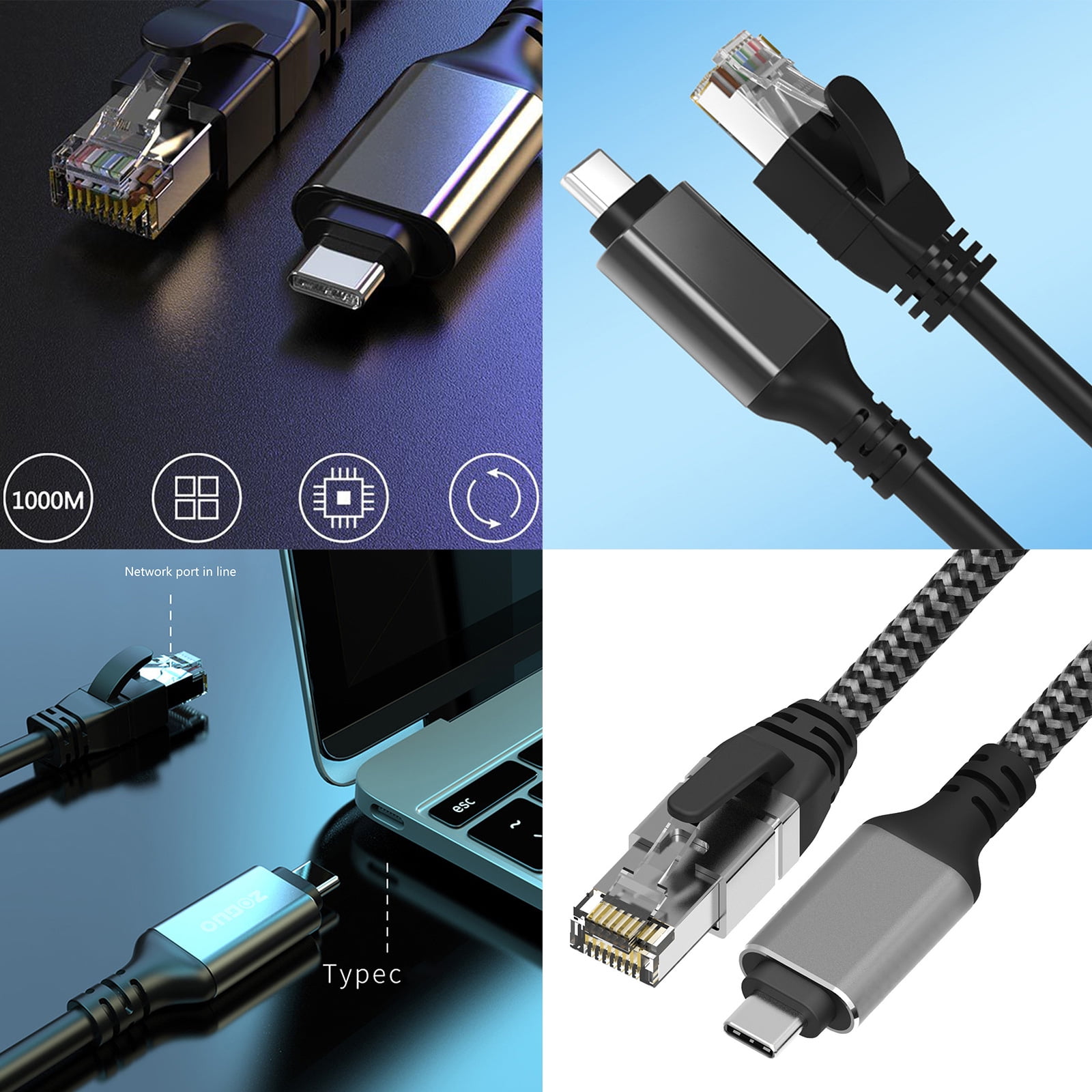 Fast Speed USB Type C to RJ45 Gigabit Ethernet Adapter Networking Cable 1000Mbps Connectors for Office and Entertainment