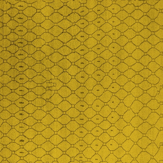 Ahgly Company Indoor Square Oriental Yellow Industrial Area Rugs, 3' Square