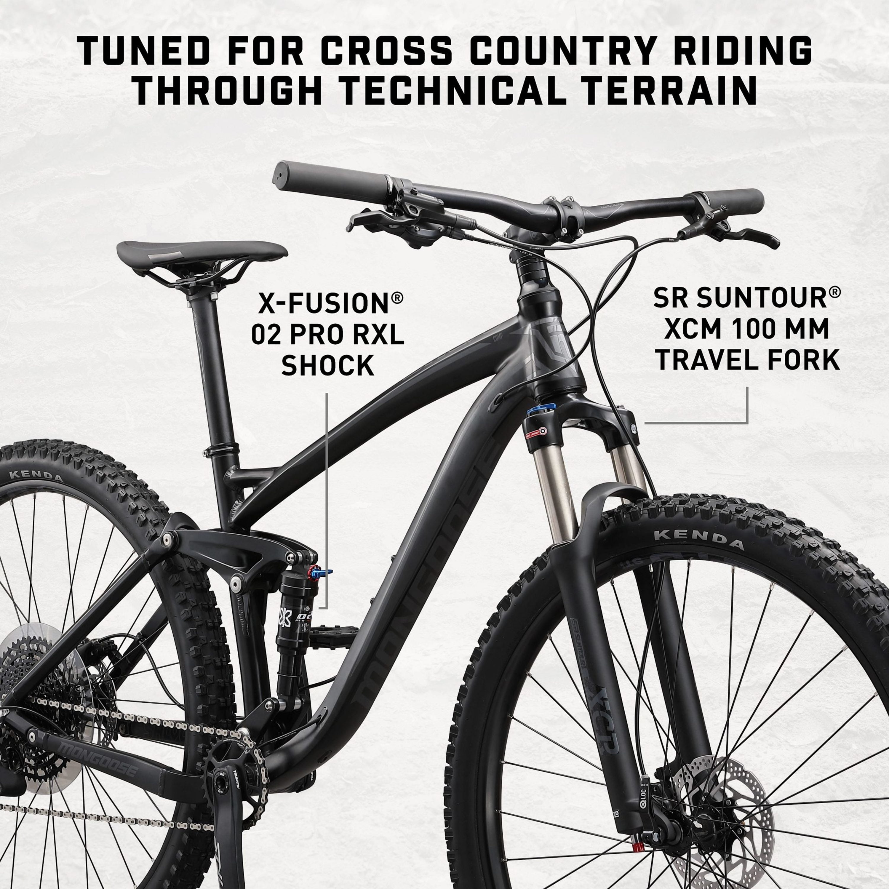 Mongoose Salvo 29 Small Comp Adult Unisex 29-in. Full Suspension Mountain Bike, Black