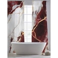 thumbnail image 6 of Marble Red Semi Sheer Window Curtains 108 Inches Long, Modern Abstract Gold White Brick Stone Motif Rod Pocket Voile Silky Chiffon Curtain Light Filtering Drapes for Living Room, 52"x108", 2 Panels, 6 of 9