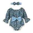 thumbnail image 1 of Newborn Baby Girl Leopard Romper Cotton Bodysuit Short Sleeve Rompers Jumpsuit Headband Outfits Set Infant, 1 of 11