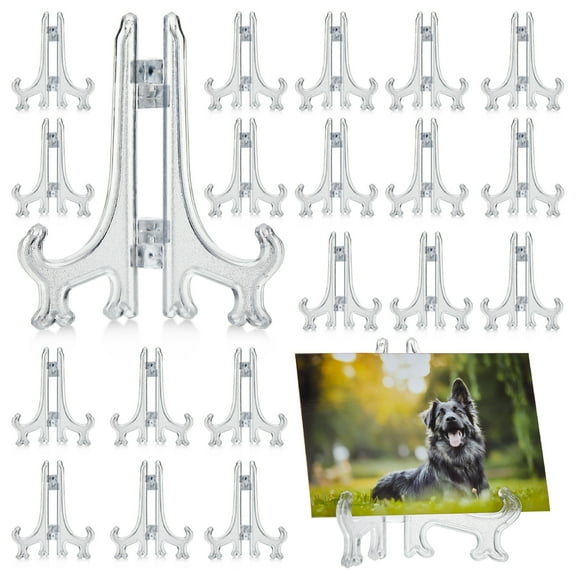 Juvale Mini Acrylic Easel Stands - 24-Pack, 3-Inch Clear Plastic - Display Stands for Collectibles, Trading Cards & Photos