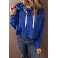 thumbnail image 6 of Women's Dark Blue Drop Shoulder Cropped Hoodie with Drawstring | (US 4-6)S, 6 of 8