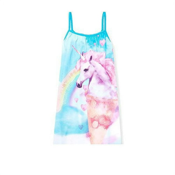 Toddler Girl's Ice Cream Cone, Rainbow and Unicorn Nightgown, Gown, Size 3T