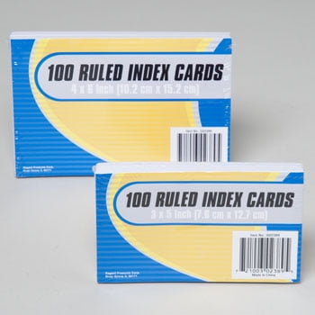 index cards 100ct 2asst
